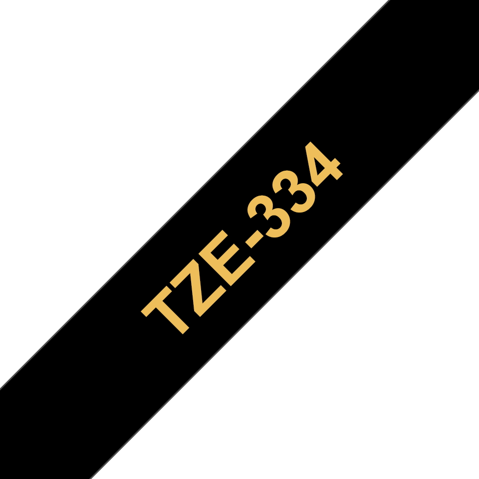 Cassetta nastro per etichettatura originale Brother TZe-334 – Oro su nero, 12 mm di larghezza